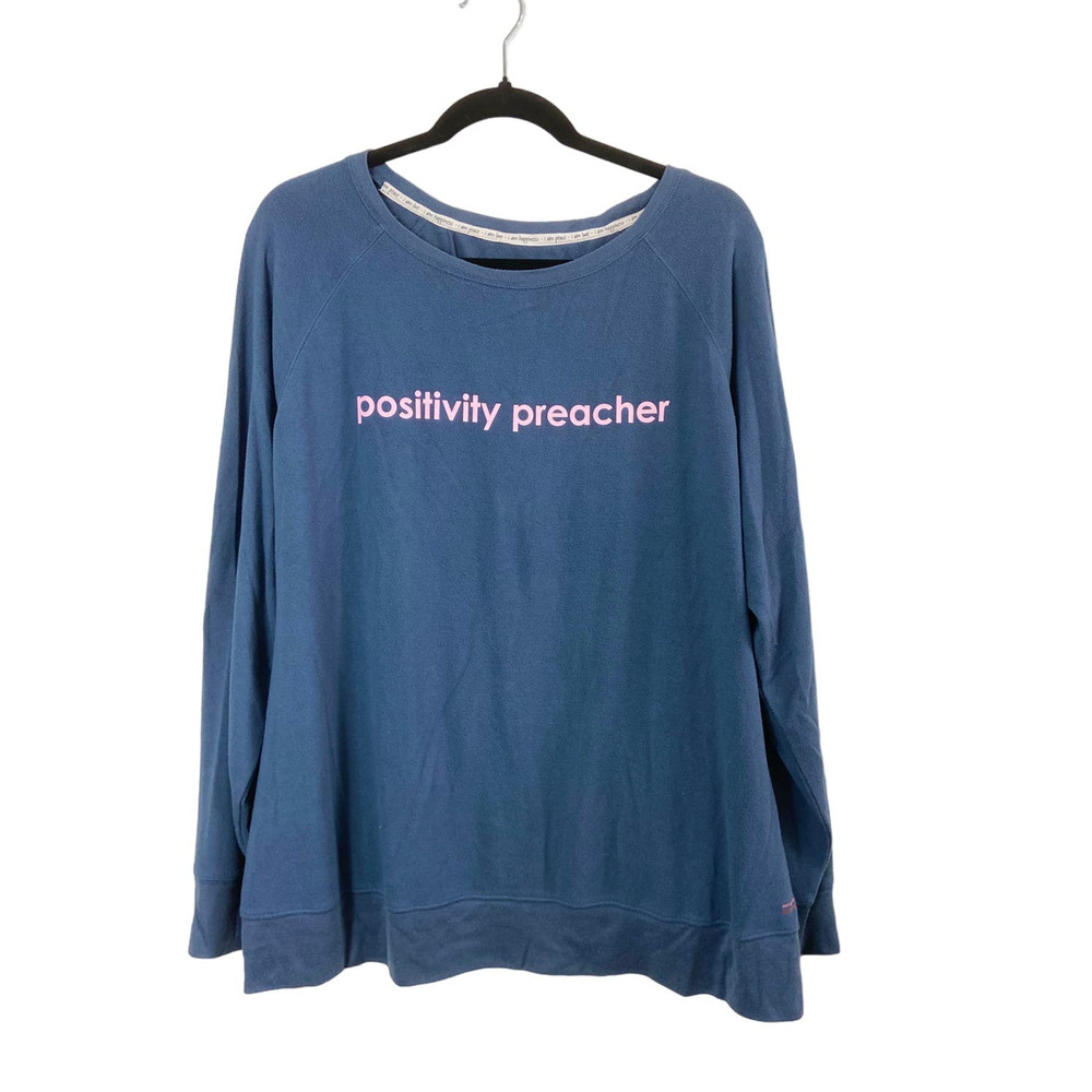 Ali+Mally Women's Blue Positivity Happiness Sweatshirt Long Sleeve XL